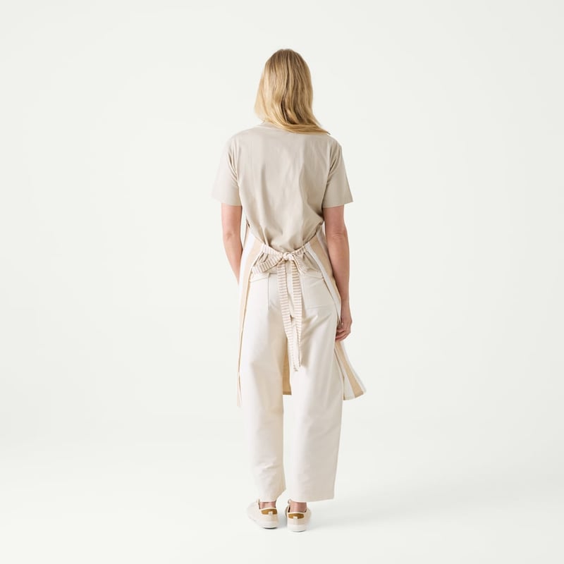 Ava Caramel & White Stripe Apron