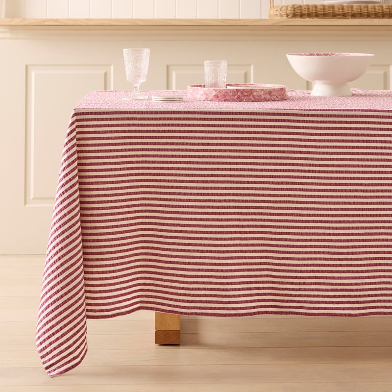 Seersucker Berry Stripe Tablecloth