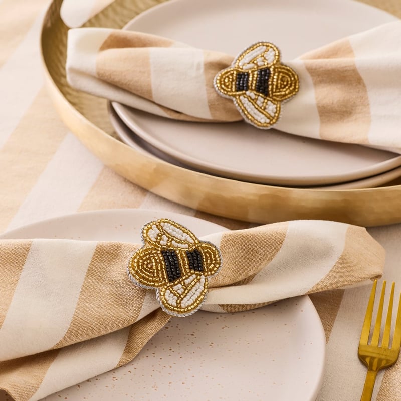 Bee Beaded Multi Napkin Rings Pack of 2