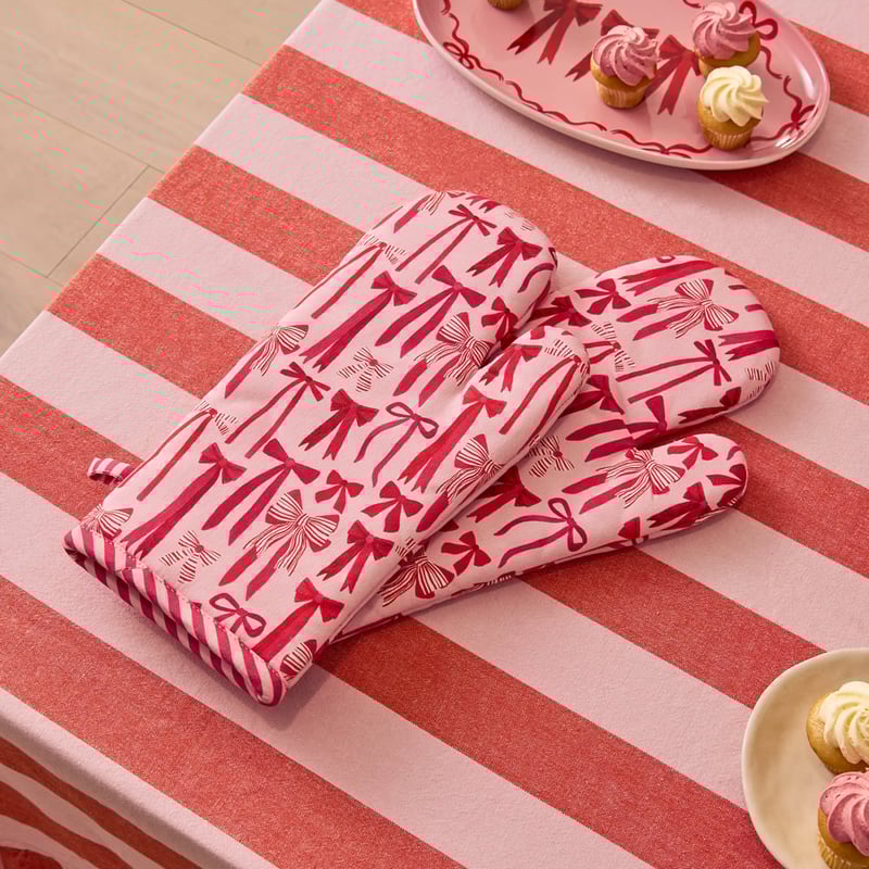 Bella Pink Bows Oven Mitt Pack of 2