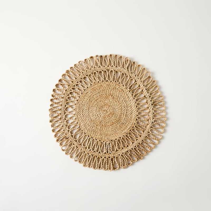 Flower Jute Natural Plain Round Placemats Pack of 2