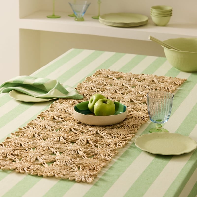 Flower Jute Natural Plain Table Runner