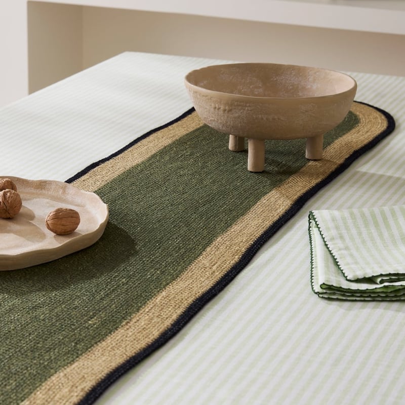 Bowie Olive Green Table Runner