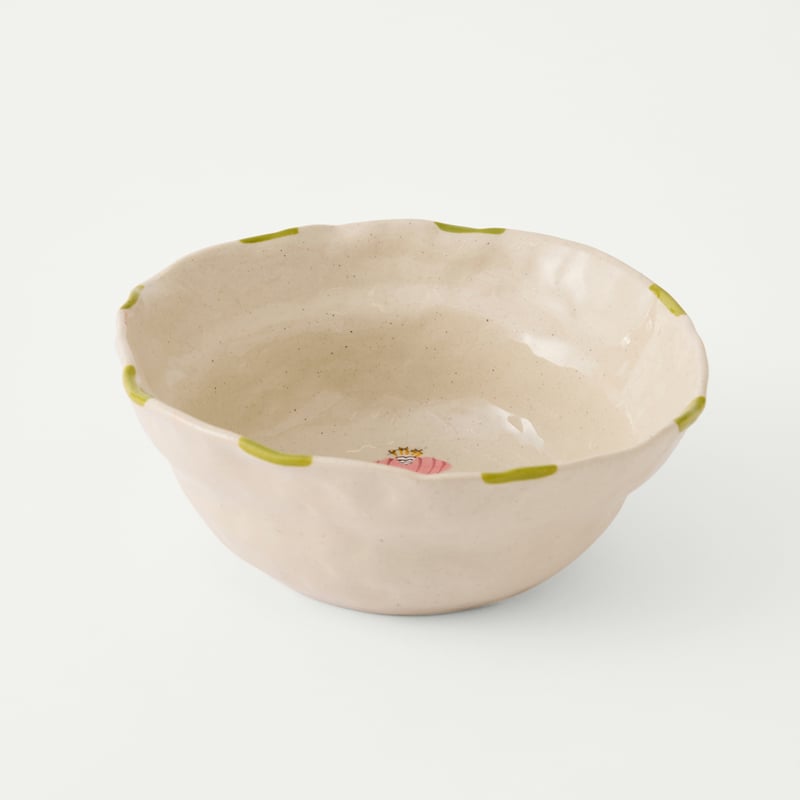 Tuscany Pink Flower & Green Stripe Bowl