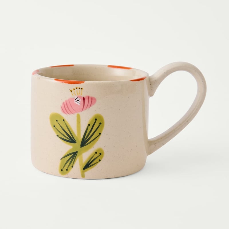 Tuscany Pink Flower & Orange Stripe Mug