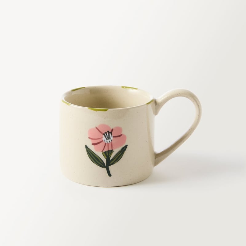 Tuscany Pink Flower & Green Stripe Mug