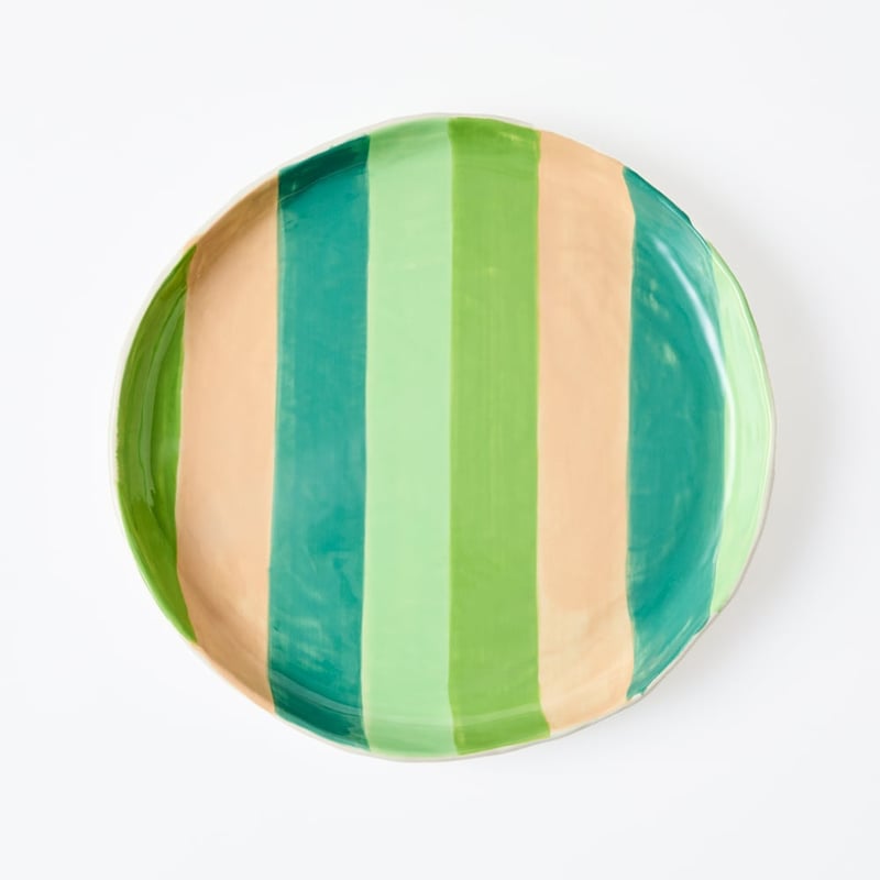 Tuscany Green Stripe Round Platter