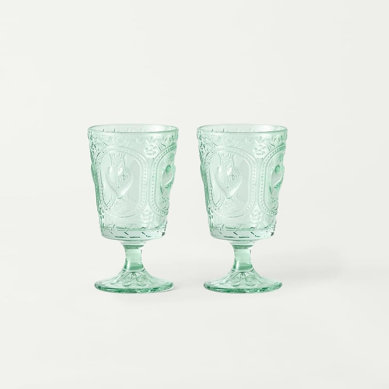Heart Fern Green Wine Glass Pack of 2