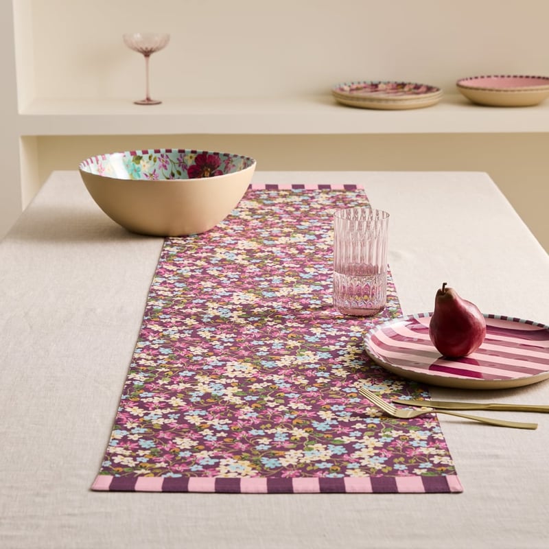 Camille Burgundy Floral Runner