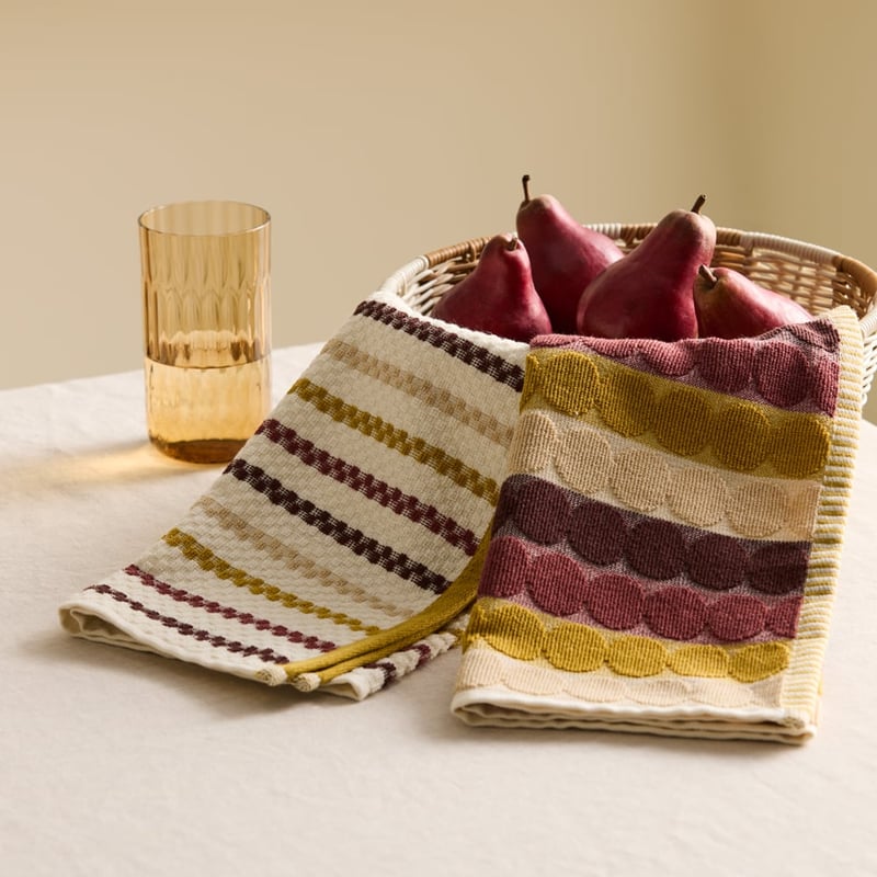 Mimi Redwood Moss & Chocolate Cotton Bamboo Tea Towel Pack of 2