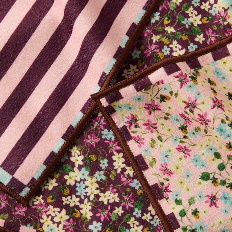 Adeline Rose & Burgundy Stripe Microfibre Washcloths Pack of 3