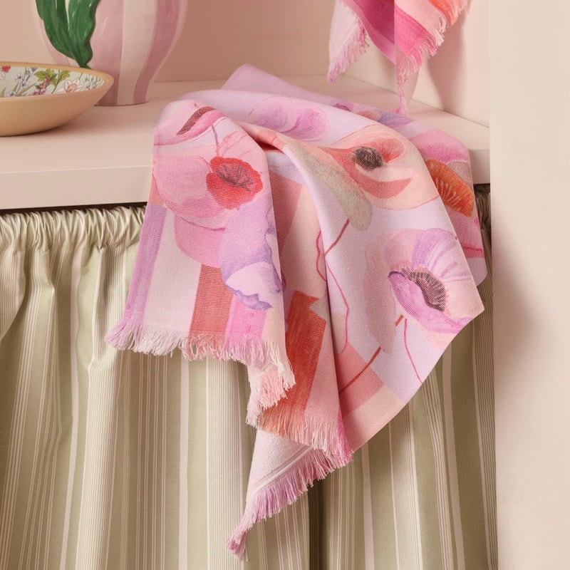 Jade Fisher Tall Poppies Pink Tea Towel Pack of 2