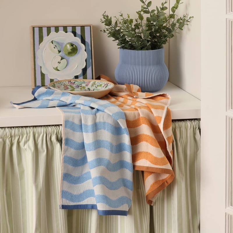 Isla Tan & Blue Tea Towel Pack of 2