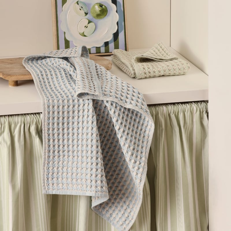 Willa Waffle Green & Blue Tea Towel Pack of 2