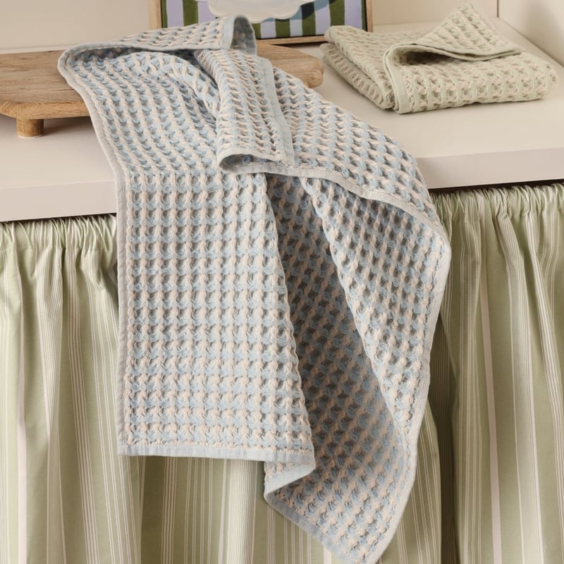Willa Waffle Green & Blue Tea Towel Pack of 2