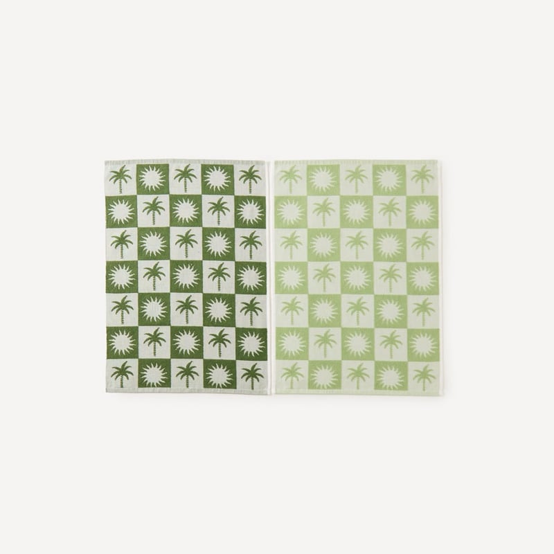 Sun Green Tea Towel Pack of 2