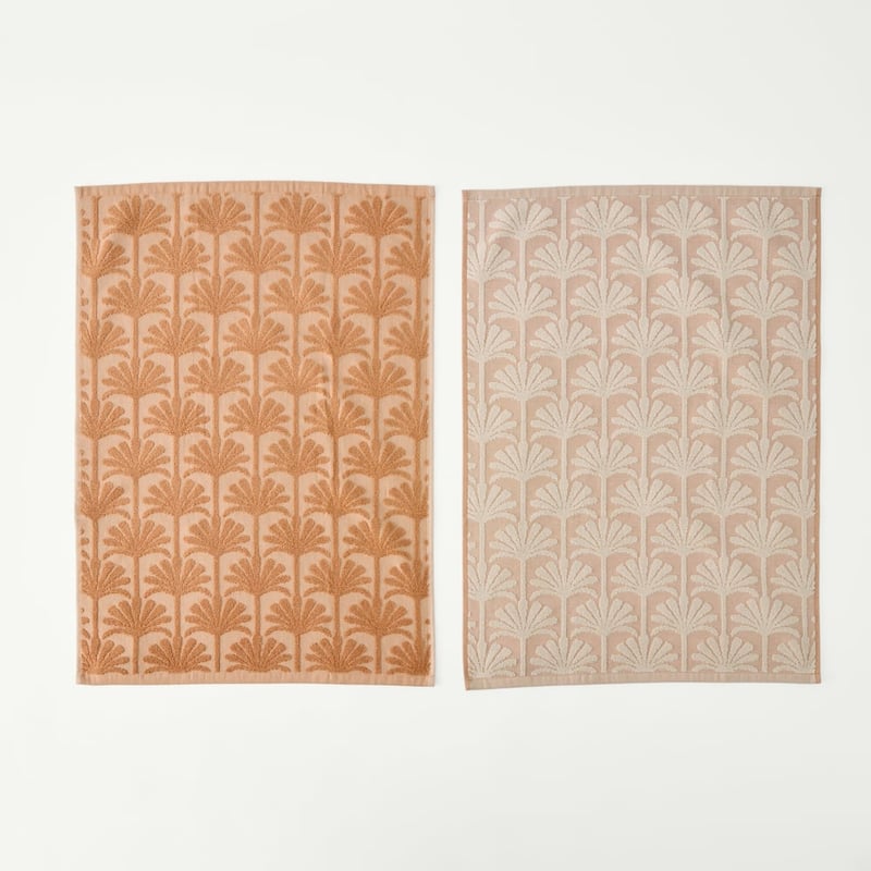 Natures Palm Clay & Natural Tea Towel Pack of 2