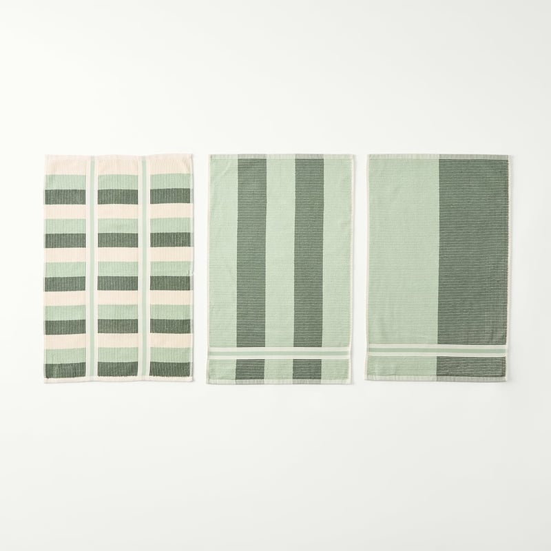 Australian Cotton Spinach Stripe Tea Towel Pack of 3