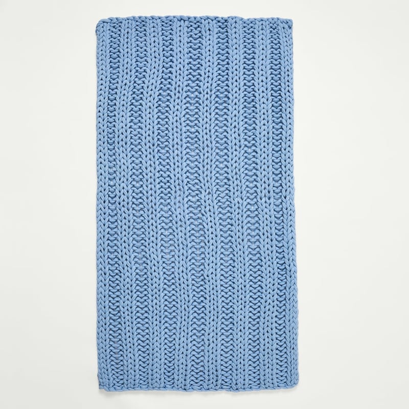 Newport Chambray Blue Chunky Knit Throw