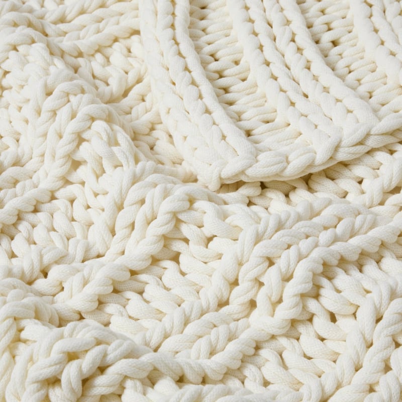Newport White Chunky Knit Throw