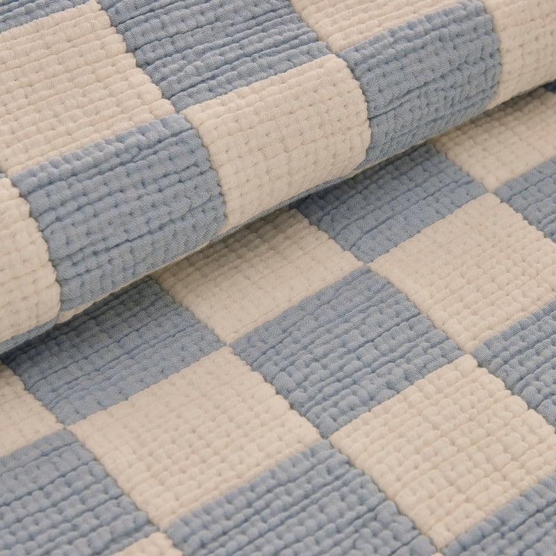 Chiltern Check Chambray Blue & White Blanket