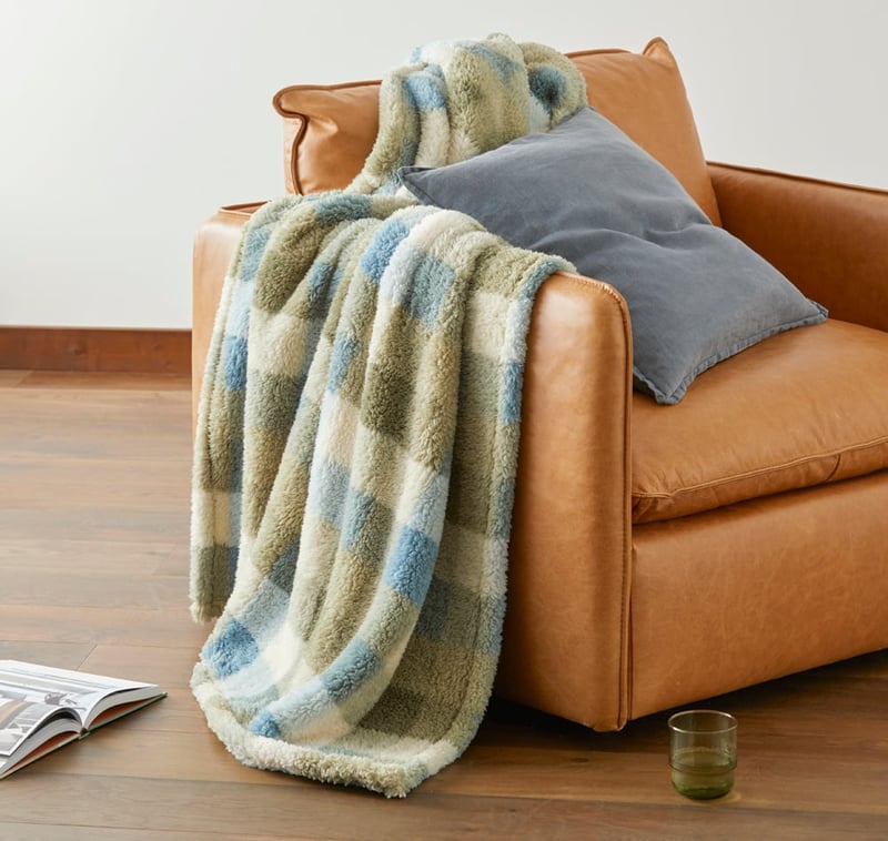 Cloud Green Check Throw