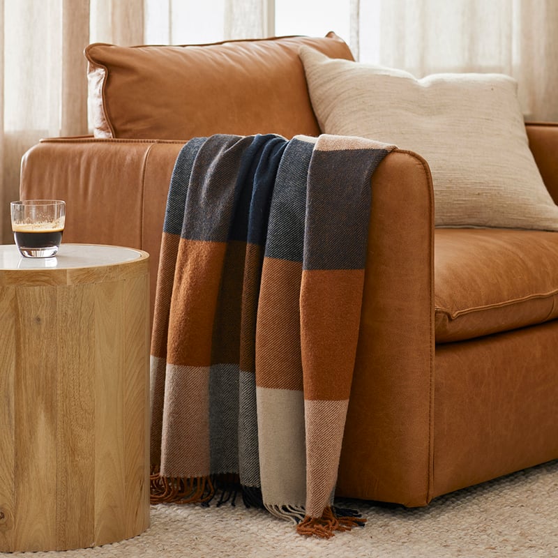 Holland Navy & Brown Wool Throw
