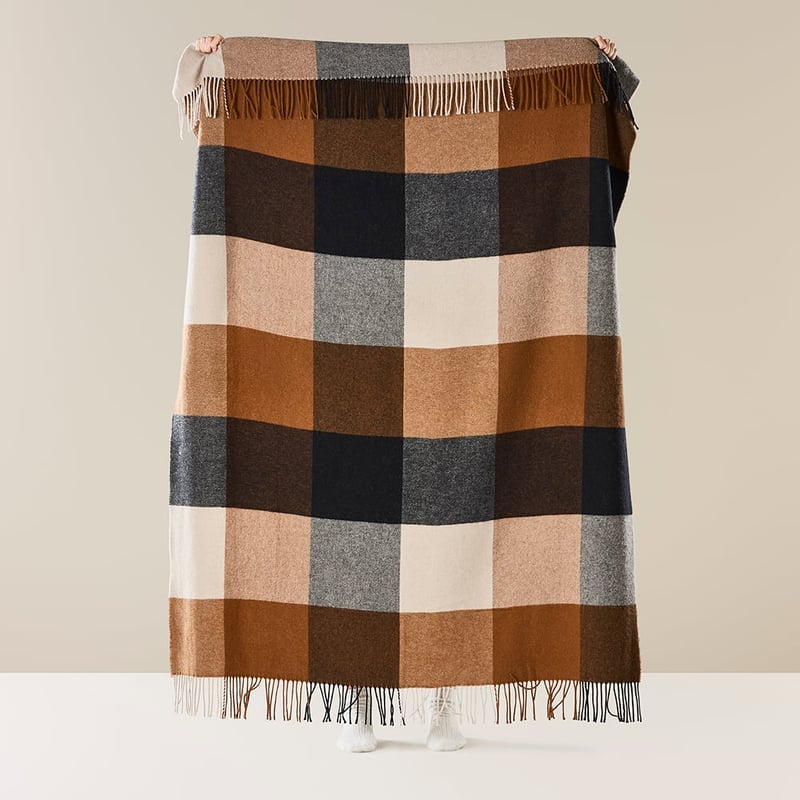 Holland Navy & Brown Wool Throw