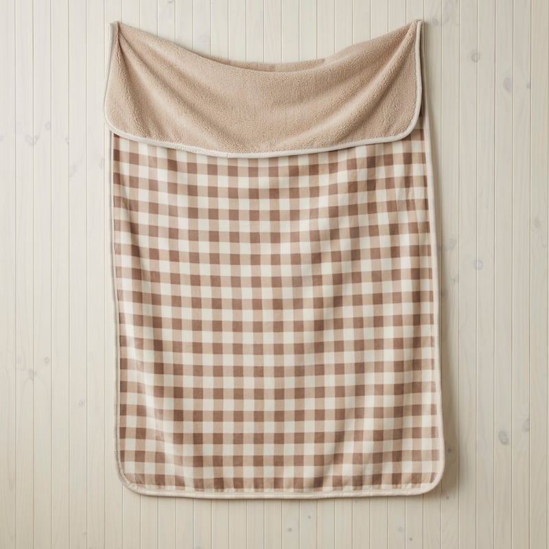 Natural Gingham Sherpa Throw