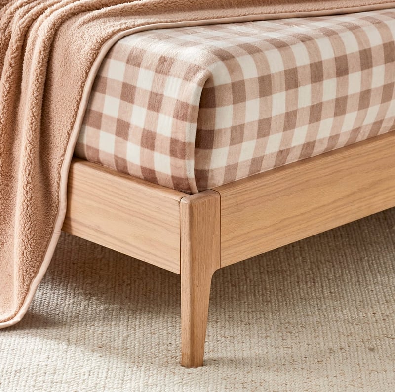 Natural Gingham Sherpa Blanket