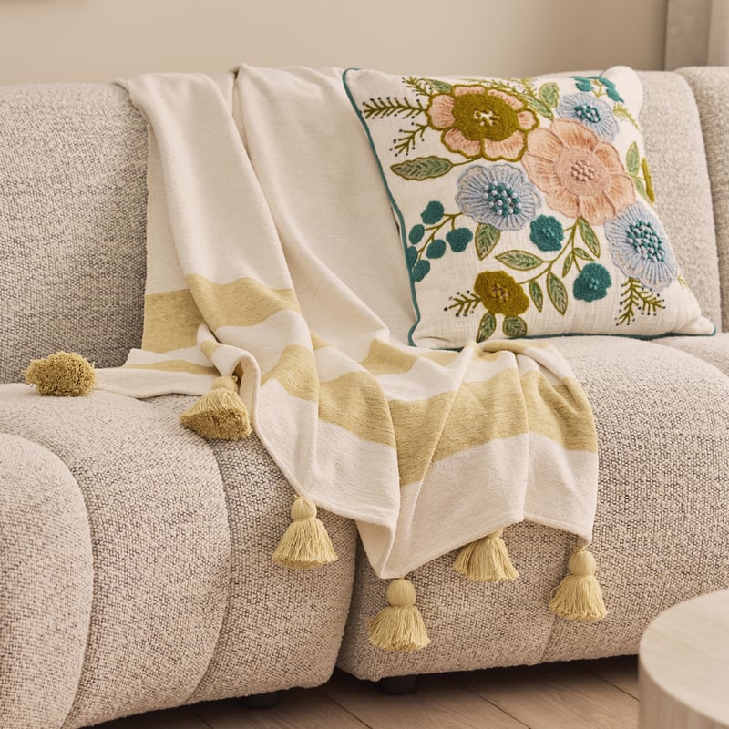 Garden House Pastel Yellow Stripe Throw