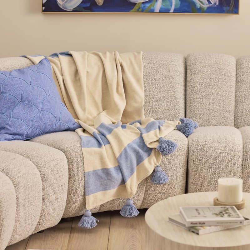 Garden House Soft Chambray Stripe Throw