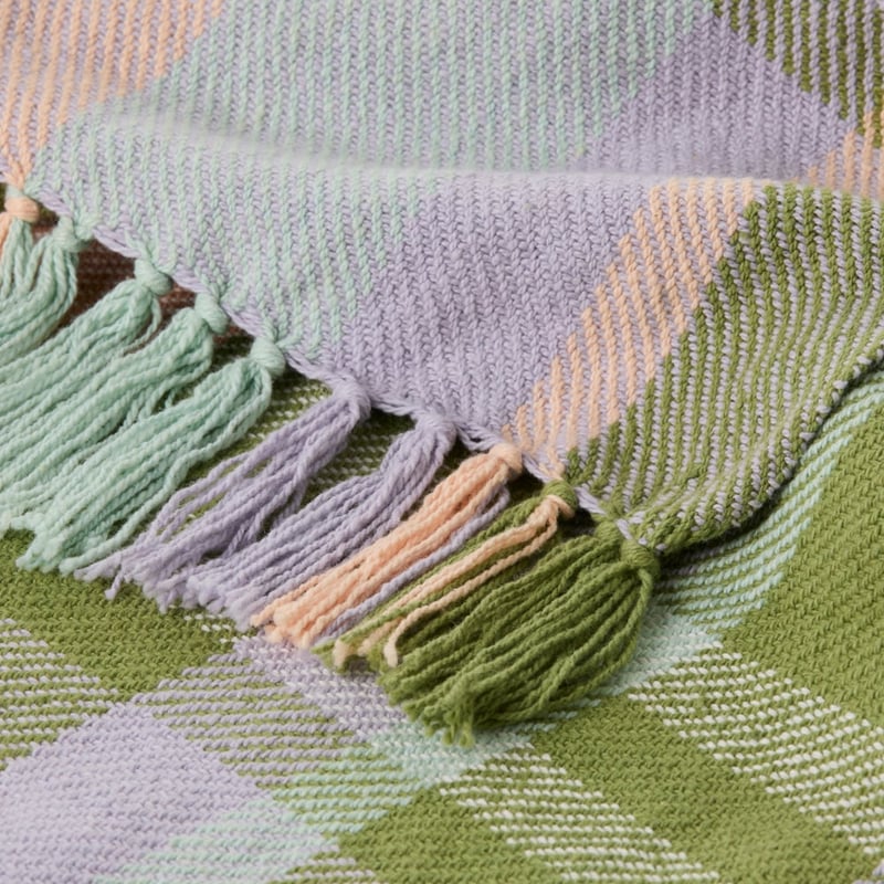Claudia Check Green & Pink Sand Throw