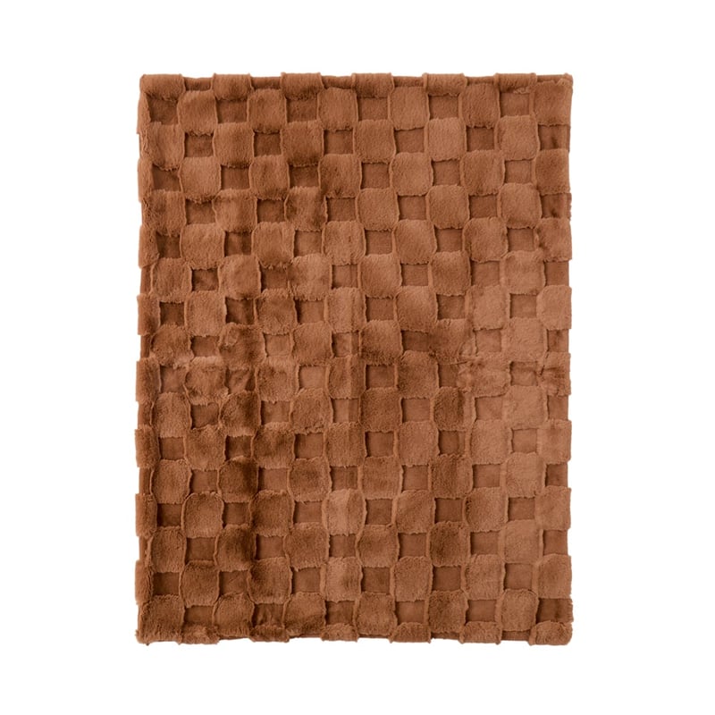 Clea Macchiato Check Fur Throw