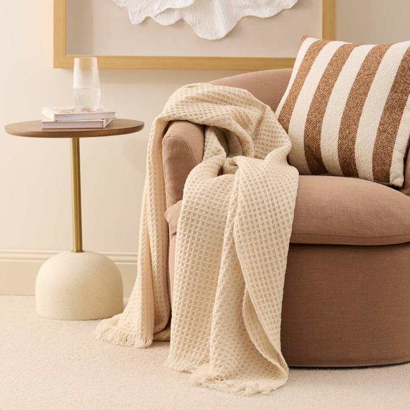 Eira Natural Waffle Throw