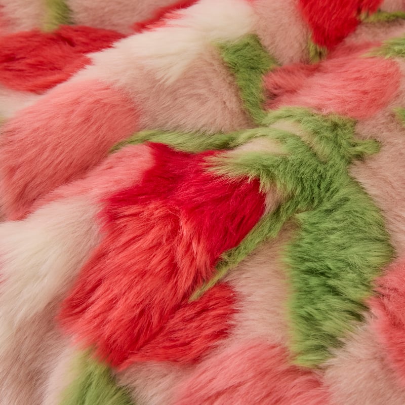 Cherry Garden Pink Jacquard Faux Fur Throw