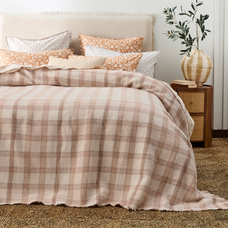Michigan Pink Flinders Check Blanket