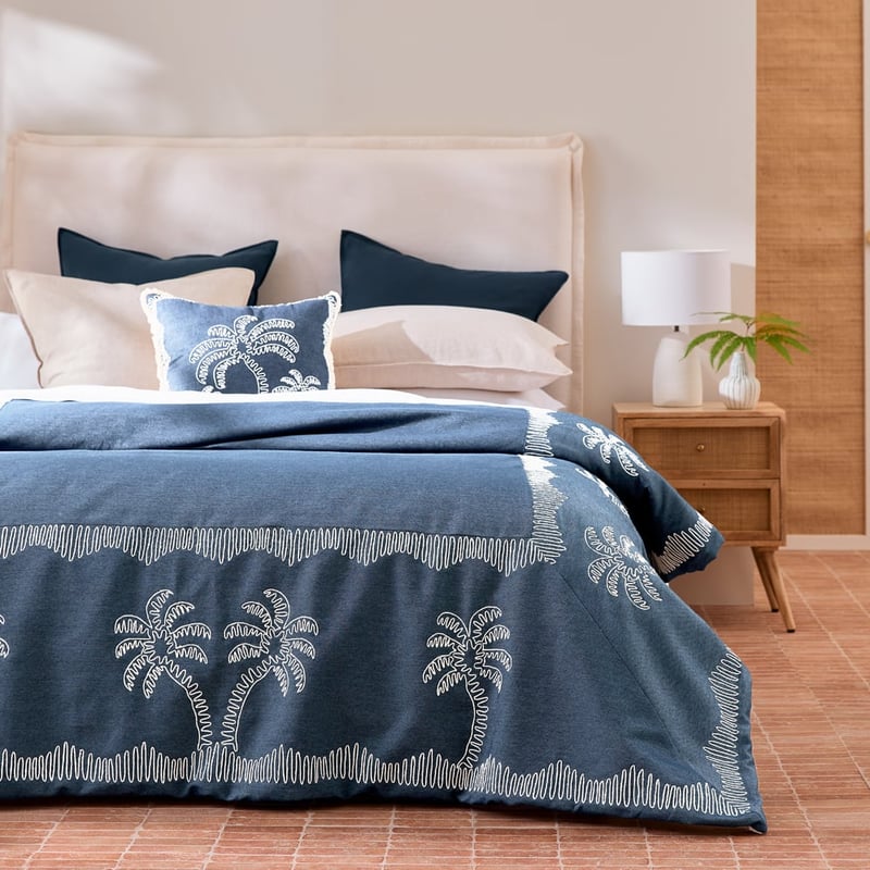 Denim Blue Palm Blanket