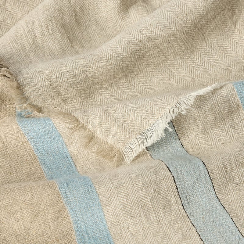 Indra Cashmere Blue Linen Throw
