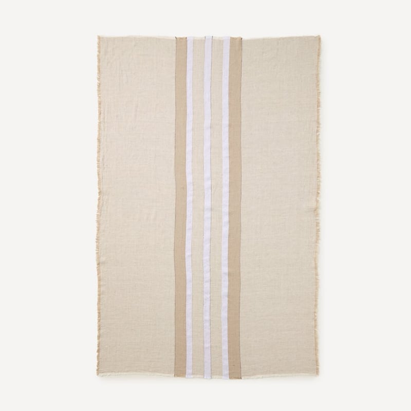 Indra White Linen Throw