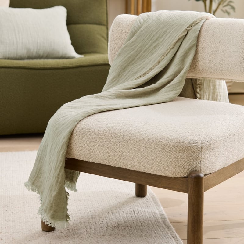 Belgian Vintage Wash Linen Marle Gum Leaf Throw