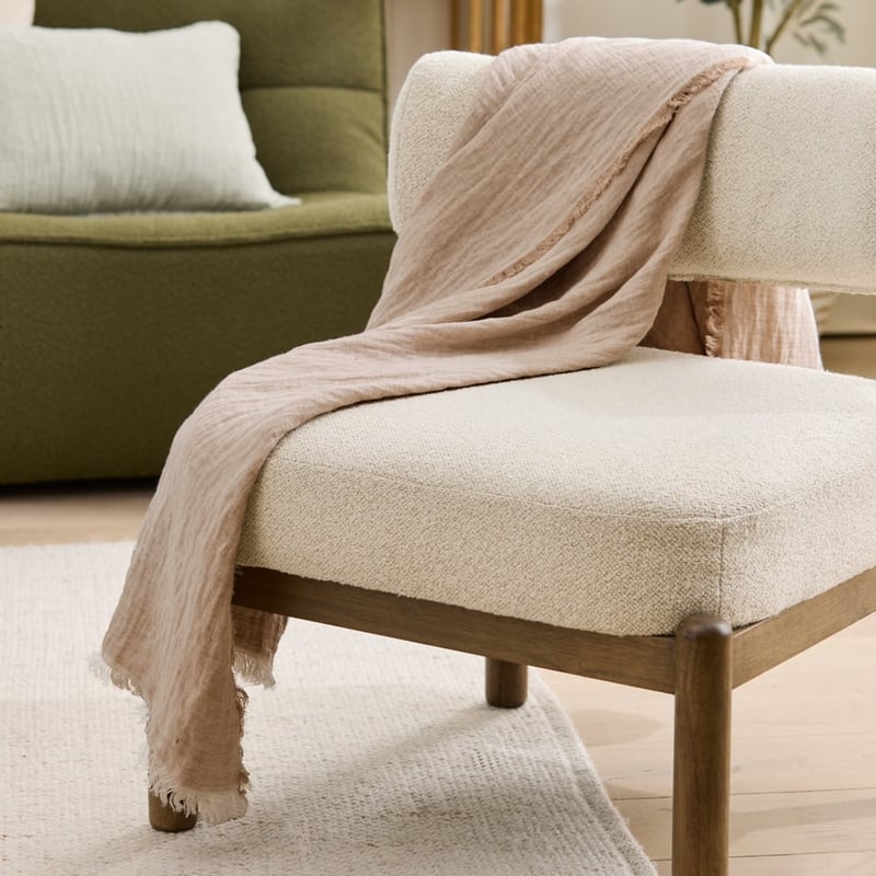 Belgian Vintage Wash Linen Marle Hazelnut Throw