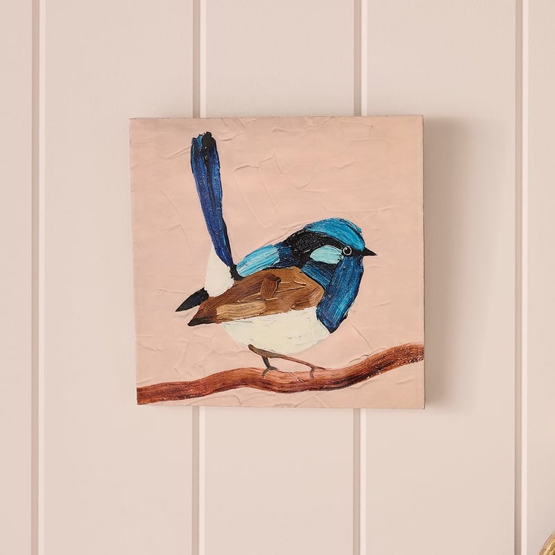 Birdhouse Blue Wren Timber Wall Art