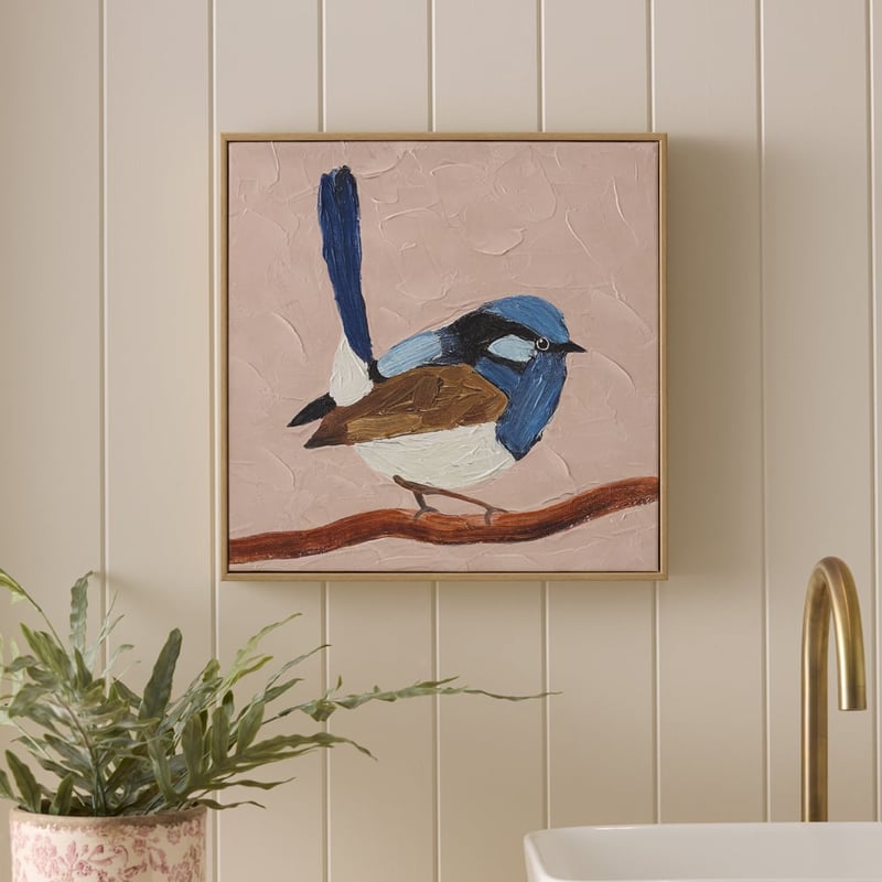 Birdhouse Blue Wren Canvas