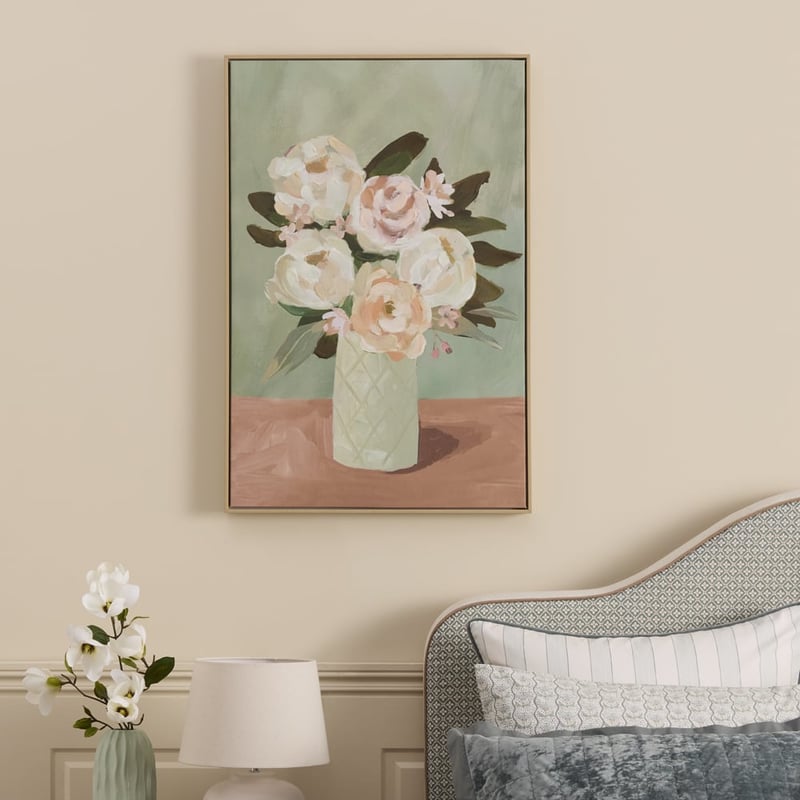 Cottage Chic Vintage Peonies Large Wall Art