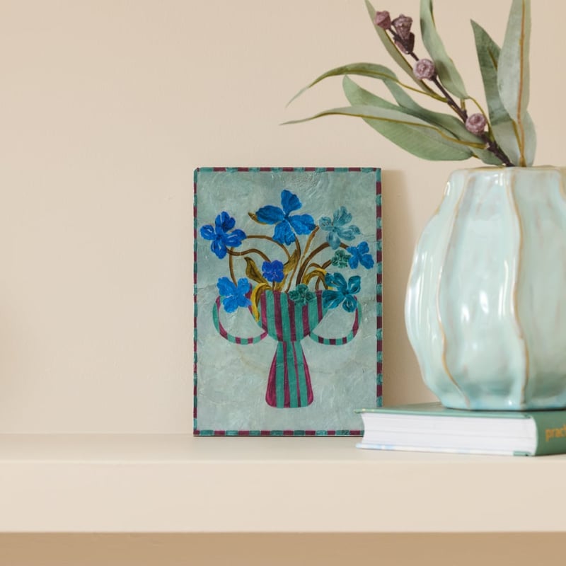 Capiz Shell Florablue Portrait Wall Art