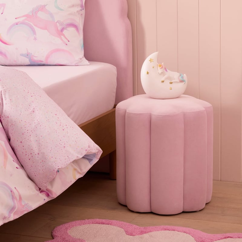 Isabella Pink Lilac Scallop Ottoman	