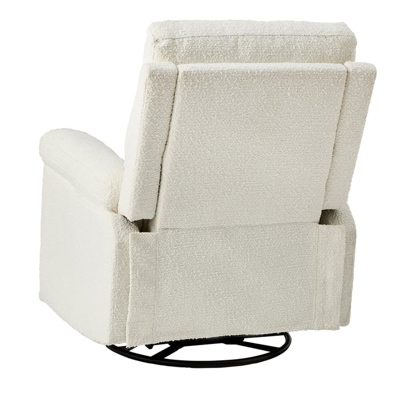 Byron White Boucle Swivel and Recline Chair