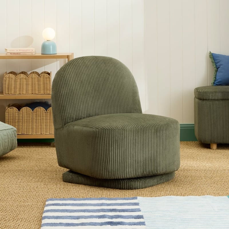 Forest Green Cord Swivel Chair
