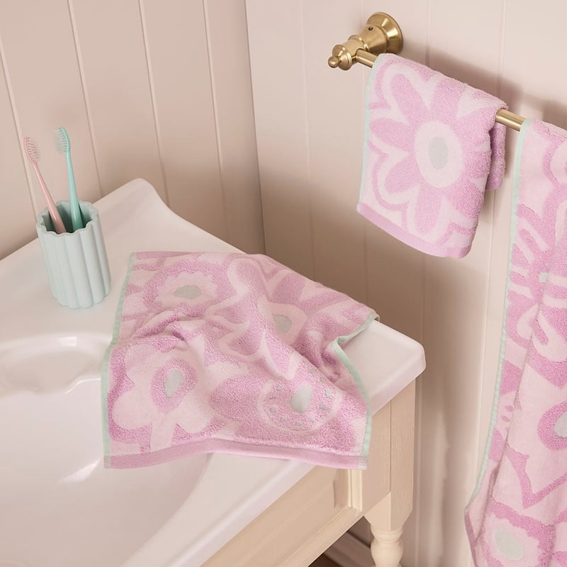 Poppy Floral Lilac & Mint Face Washers Pack of 2